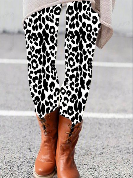 Leopard Print Casual Leggings, Leggings, Lilicloth.com