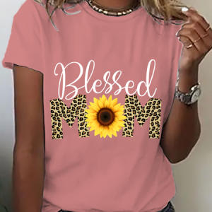 Blessed Mom Happy Mother's Day Cotton T-Shirt, T-shirts, Lilicloth.com