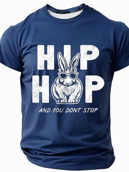 Mens Easter Hip Hop Bunny Funny Short Sleeve T-Shirt, T-shirts, Lilicloth.com