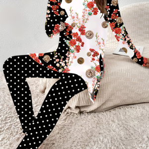 Women's Jersey Floral Daily Going Out Two Piece Set Long Sleeve Casual Spring/Fall Top With Pants Matching Set, JustFashionNow Suit Set, color:Black|size:XXL,