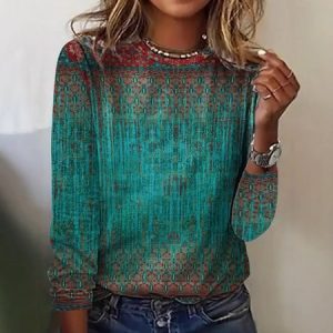 Crew Neck Casual T-Shirt, Long sleeves, Lilicloth.com