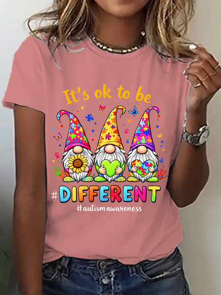 It's Ok To Be Different Gnome Support Autism Awareness Cotton T-Shirt, T-shirts, Lilicloth.com - Image 2