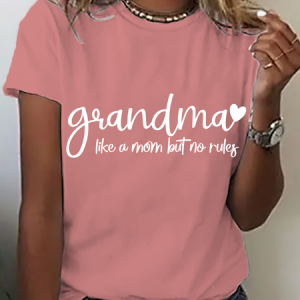 Grandma Like A Mom But No Rules Cotton T-Shirt, T-shirts, Lilicloth.com