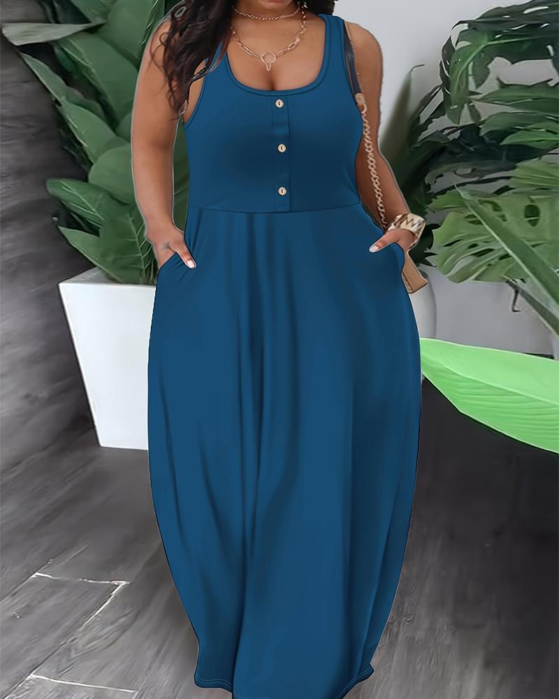 Plus Size Pocket Design Maxi Dress, women Maxi Dresses, ChicMe catalog