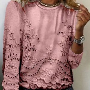 Women's Long Sleeve Tee T-shirt Spring/Fall Floral Jersey Crew Neck Daily Going Out Casual Top, JustFashionNow T-Shirts, color:Pink|size:XXL,