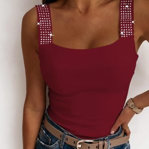 Rhinestone Embellished Thick Strap Tank Top, women Tanks & Crop Tops, ChicMe catalog