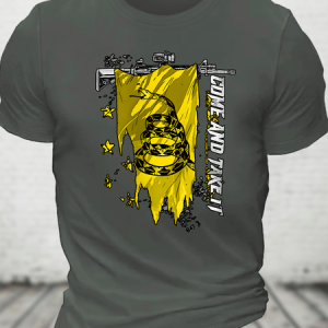 Come And Take It Gadsden Flag Cotton T-Shirt, T-shirts, Lilicloth.com