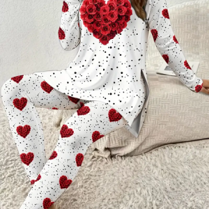 Women's Printing Polka Dots Daily Going Out Two Piece Set Long Sleeve Casual Spring/Fall Top With Pants Matching Set, JustFashionNow Suit Set, color:White|size:XXL,
