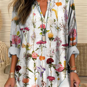Flowers Print Blouse, Blouses, Lilicloth.com