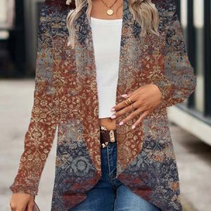 Women's Spring/Fall Outerwear Casual Ethnic Jersey Shawl Jacket, JustFashionNow Coats, color:Deep Brown|size:XXL,