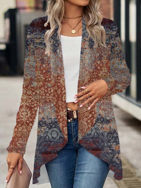 Women's Spring/Fall Outerwear Casual Ethnic Jersey Shawl Jacket, JustFashionNow Coats, color:Deep Brown|size:XXL,
