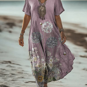 Casual V Neck Dress With No Belt, Dresses, Lilicloth.com