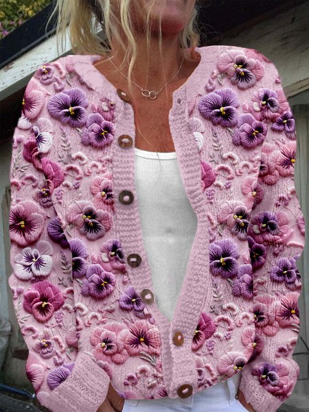 Vintage flower button knit cardigan, Cardigans, Lilicloth.com - Image 2