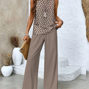 Women's Geometric Casual Tank Top Pants Two Piece Suit, Two-pieces, Lilicloth.com