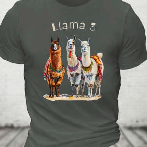 3 Llama Ai Cotton T-Shirt, T-shirts, Lilicloth.com