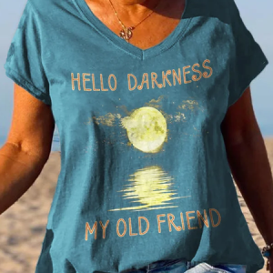 Hello Darkness My Old Friend Moonlight Printed Graphic Tees, T-shirts, Lilicloth.com