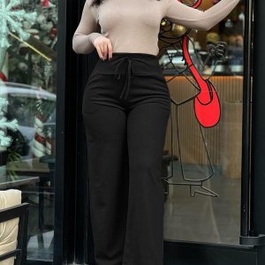 High Waist Drawstring Tied Detail Pants Casual Wide Leg Pants with Pockets, women Pants, ChicMe catalog