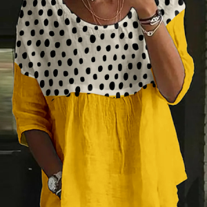 Women Polka Dots Crew Neck Vintage Half Sleeve T-shirt, Tees & T-shirts, Roselinlin - Online Catalog
