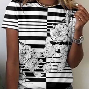 Cotton Painting Regular Fit Casual T-Shirt, T-shirts, Lilicloth.com