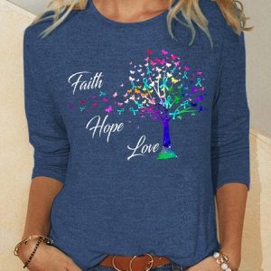 Faith hope love round neck long sleeve shirt, Hoodies&Sweatshirts, Lilicloth.com