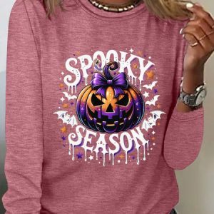 Spooky Season Casual Long Sleeve Shirt, Long sleeves, Lilicloth.com