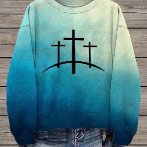Women's Crew Neck Cross Printing Casual Spring/Fall Long Sleeve Sweatshirt, JustFashionNow Sweatshirts & Hoodies, color:As Picture|size:XXL,
