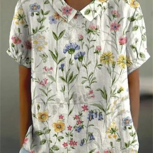 Women Floral Casual Cotton Blouse, Blouses, color:As Picture|size:4XL, catalog Noracora shop