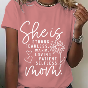 She Is Mom Cotton T-Shirt, T-shirts, Lilicloth.com