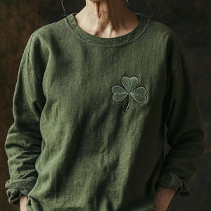 Women's Long Sleeve Tee T-shirt Spring/Fall Shamrock St Patrick's Day Floral Casual Graphic Tee Top, JustFashionNow T-Shirts, color:Green|size:XXL,