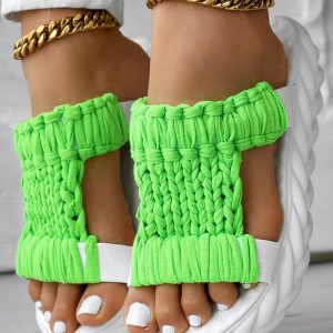 Multi-color Braided Cutout Round Toe Casual Slippers, women Slippers, ChicMe catalog