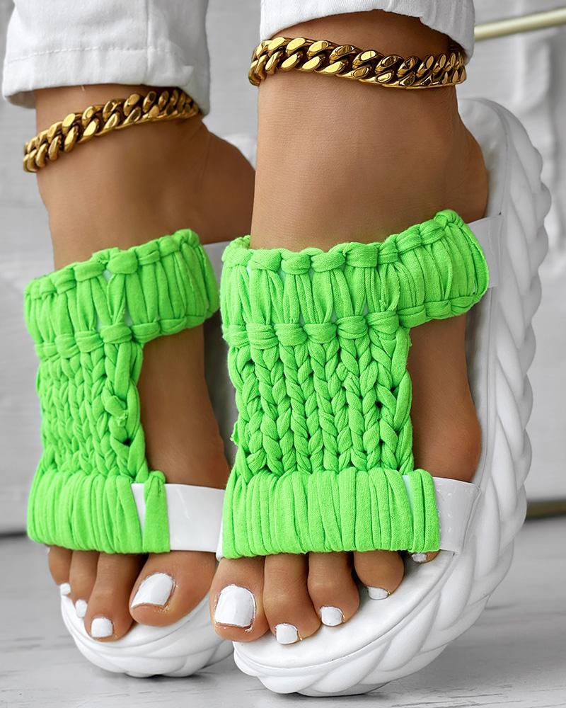 Multi-color Braided Cutout Round Toe Casual Slippers, women Slippers, ChicMe catalog