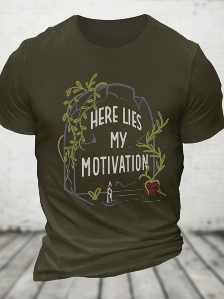 Here Lies My Motivation Cotton T-Shirt, T-shirts, Lilicloth.com - Image 2