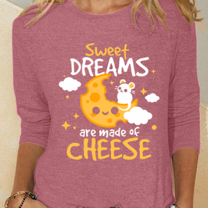Sweet Cheese Dreams Casual Long Sleeve Shirt, Long sleeves, Lilicloth.com