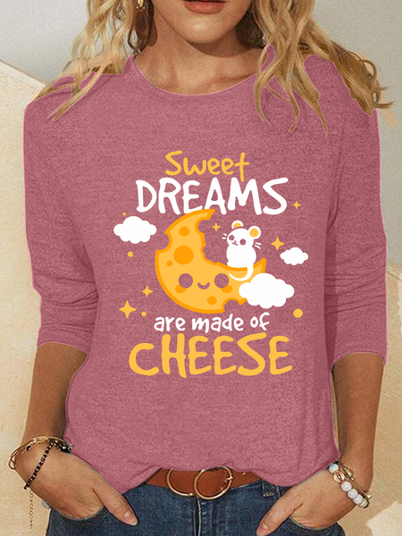 Sweet Cheese Dreams Casual Long Sleeve Shirt, Long sleeves, Lilicloth.com