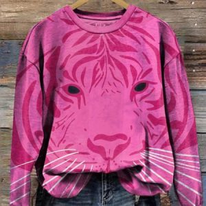 Women's Crew Neck Animal Casual Spring/Fall Long Sleeve Sweatshirt, JustFashionNow Sweatshirts & Hoodies, color:Rose Red|size:XXL,