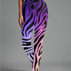 Women's Casual Zebra Jersey All Season Long Leggings, JustFashionNow Leggings, color:Purple|size:XXL,