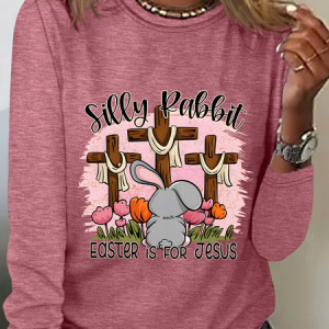 Silly Rabbit Easter Is For Jesus Casual Long Sleeve Shirt, Long sleeves, Lilicloth.com