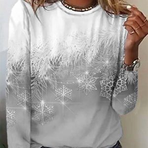Casual Christmas Long sleeve T-Shirt, JustFashionNow T-Shirts, color:Gray|size:XXL,