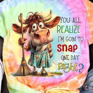 Women's Tie Dye Art Cute Western Cow Print Crew Neck T-Shirt, T-shirts, Lilicloth.com
