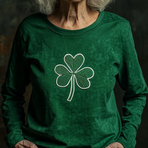 Women's Long Sleeve Tee T-shirt Spring/Fall Shamrock St Patrick's Day Floral Casual Graphic Tee Top, JustFashionNow T-Shirts, color:Green|size:XXL