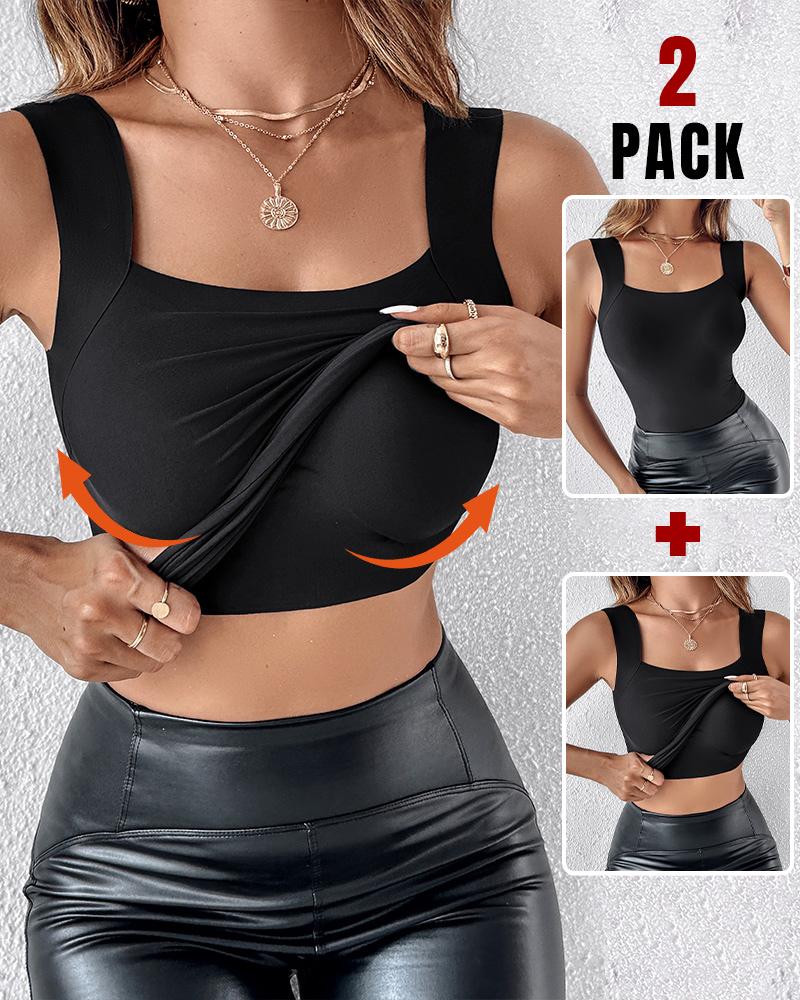 ChicMe ContourX 2 Piece U Neck Shapewear Built-in Bra Tank High Strechy Sleeveless Slim Fit Tops Camisole, women Tanks & Crop Tops, ChicMe catalog - Image 4