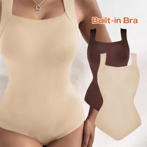 ChicMe 2PCS ContourX U Neck Shapewear Built-in Bra Sleeveless High Strechy Slim Fit Tank BodySuits, women Bodysuit, ChicMe catalog