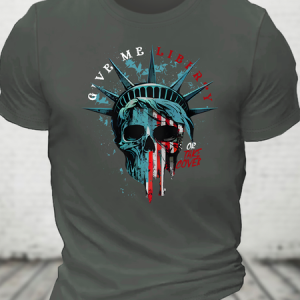 Give Me Liberty Or Take Cover Cotton T-Shirt, T-shirts, Lilicloth.com
