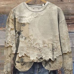 Women's Crew Neck Floral Casual Spring/Fall Long Sleeve Sweatshirt, JustFashionNow Sweatshirts & Hoodies, color:Apricot|size:XXL,