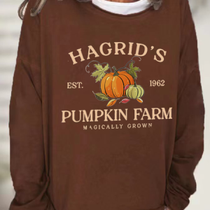 Women's Hagrid'S Pumpkin Patch Print Crew Neck Casual Sweatshirt, Hoodies&Sweatshirts, Lilicloth.com
