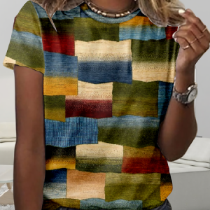 Print Casual Short Sleeve T-Shirt, T-shirts, Lilicloth.com