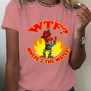 Women's Short Sleeve Tee T-shirt Summer Text Letters Crew Neck Casual Top, JustFashionNow T-Shirts, color:Orange Pink|size:3XL,