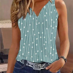 Women Sleeveless Tank Top Camisole Summer Floral Printing V Neck Daily Casual Top, JustFashionNow Tanks & Camis, color:Green|size:4XL,