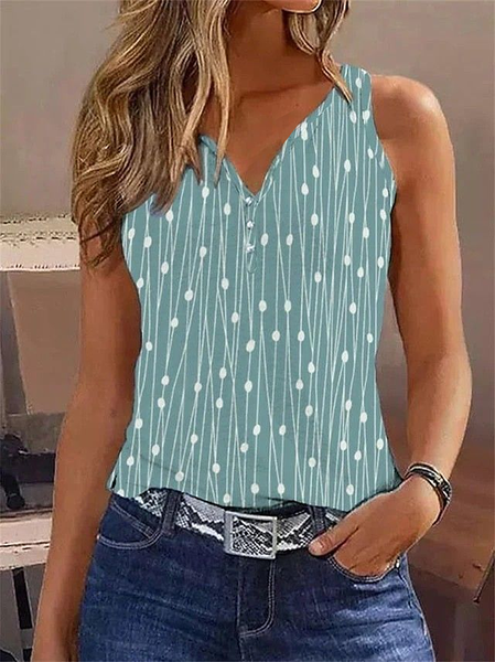 Women Sleeveless Tank Top Camisole Summer Floral Printing V Neck Daily Casual Top, JustFashionNow Tanks & Camis, color:Green|size:4XL,