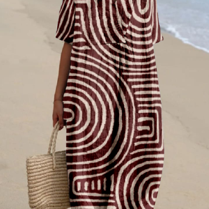 Striped Cotton-Blend Casual Dress With No, Dresses, Lilicloth.com